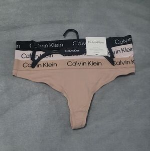 Calvin Klein Black, Pink, and Tan Thong Set